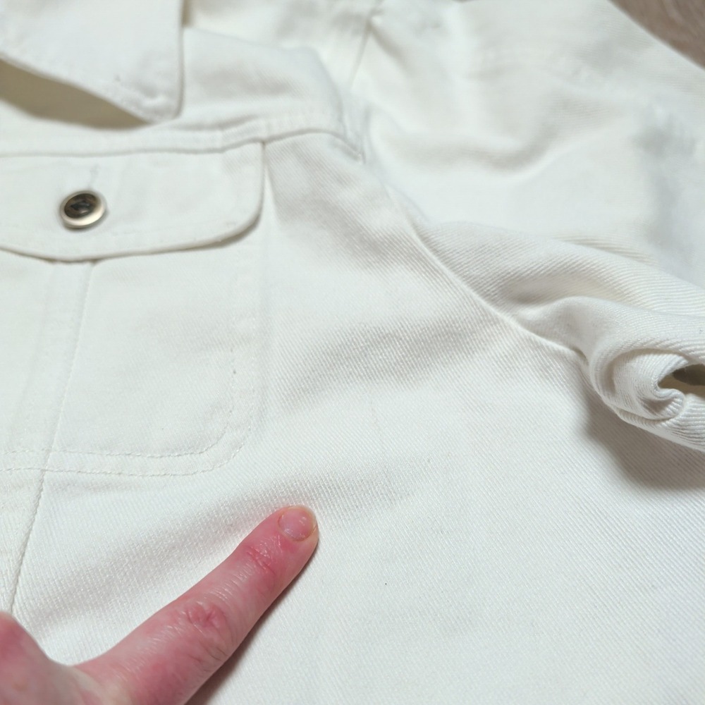 Vintage Zena Jeans Womens 2XL White Denim Jacket Cotton Button Front Plus Size - Picture 4 of 8